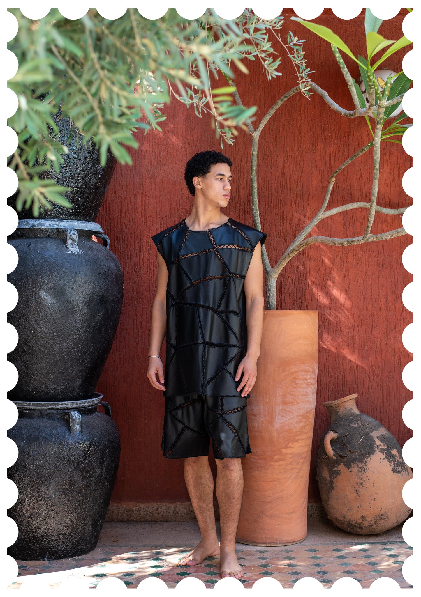 MORO PATCHWORK LEATHER TANK TOP