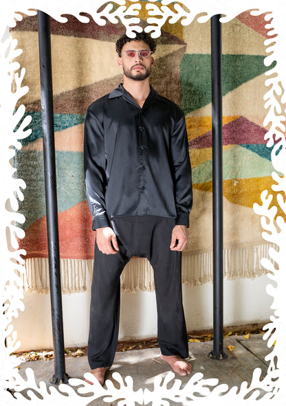 SILK SHIRT EGYPTIAN DRAMA BLACK
