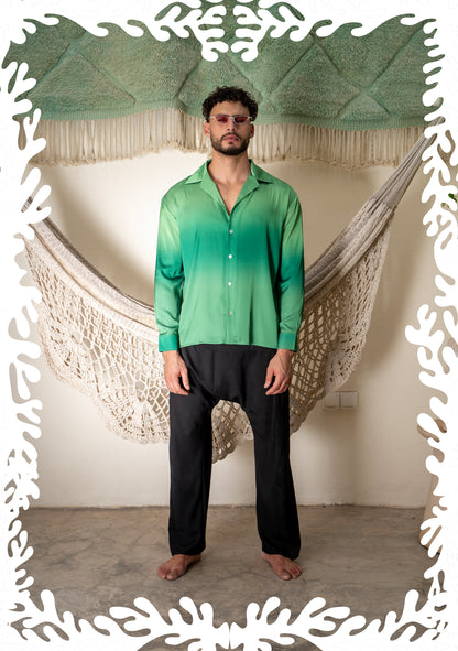 SILK SHIRT EGYPTIAN DRAMA GREEN