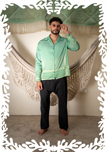 SILK PRINTED SHIRT KEFFIYEH