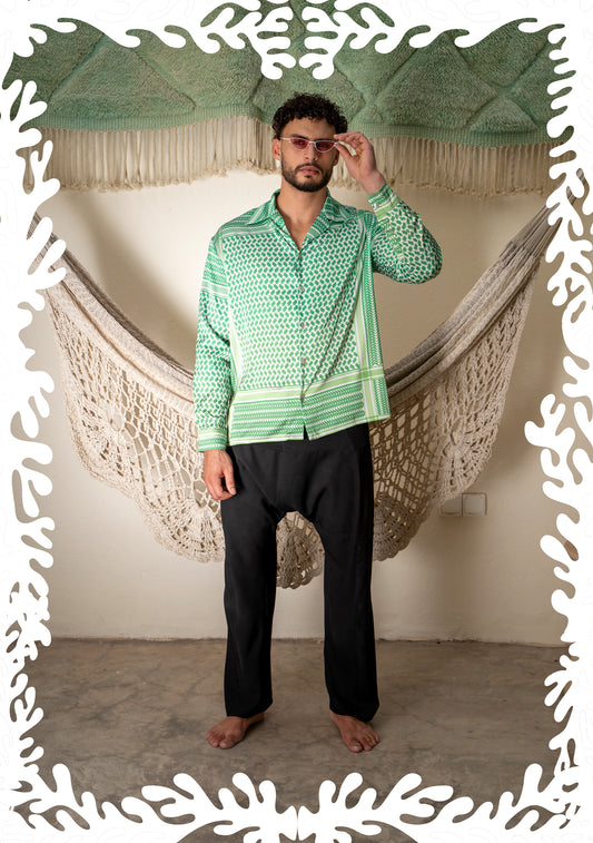 SILK PRINTED SHIRT KEFFIYEH