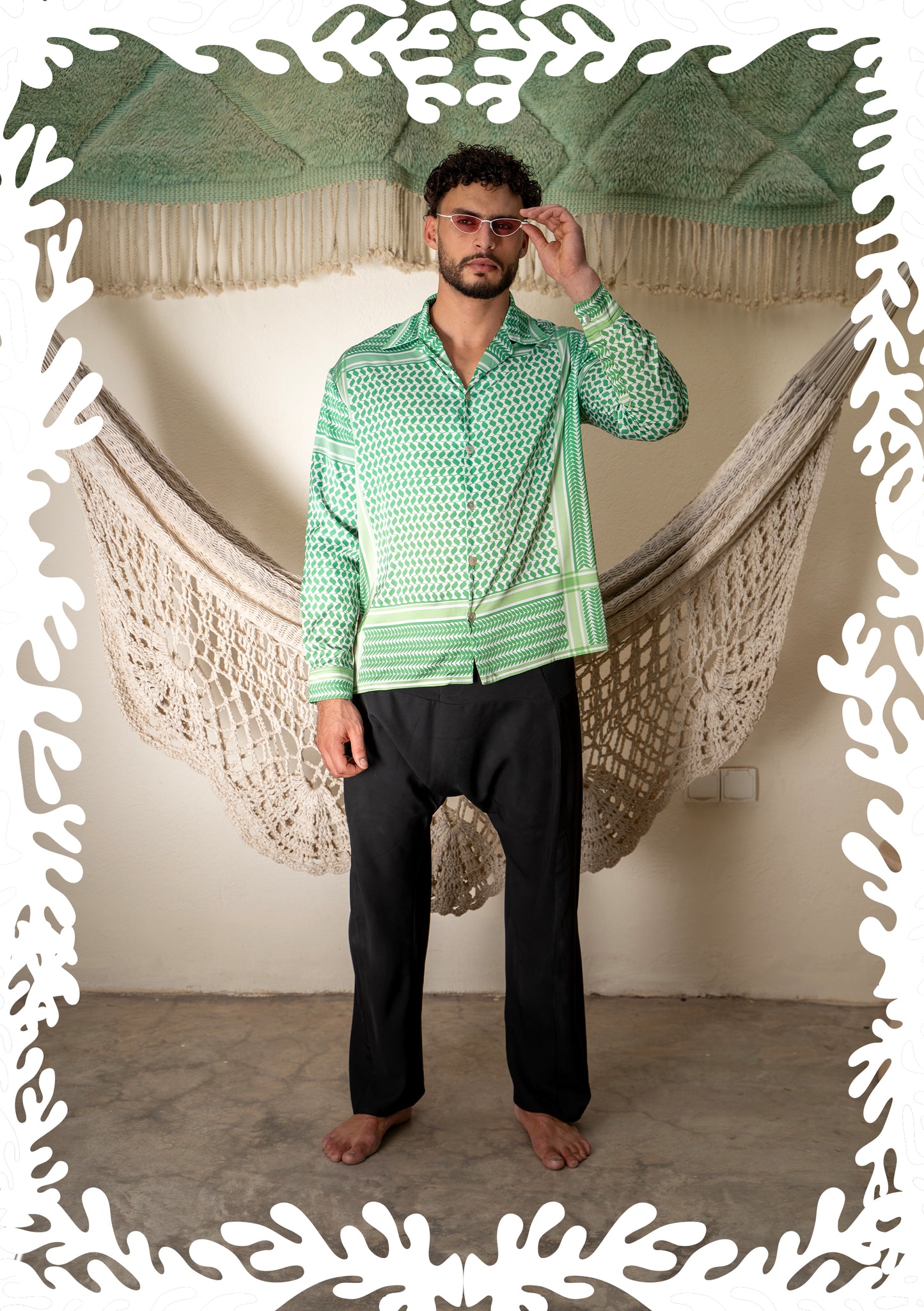 SILK PRINTED SHIRT KEFFIYEH