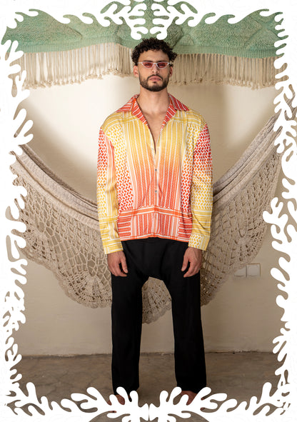 SILK PRINTED SHIRT KEFFIYEH