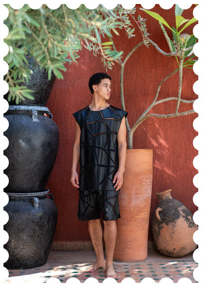 MORO PATCHWORK  LEATHER TANK TOP