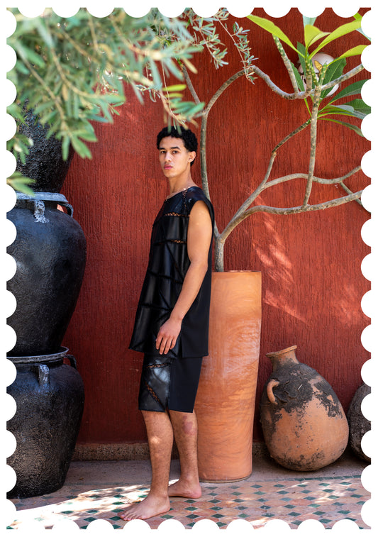 MORO PATCHWORK  LEATHER TANK TOP