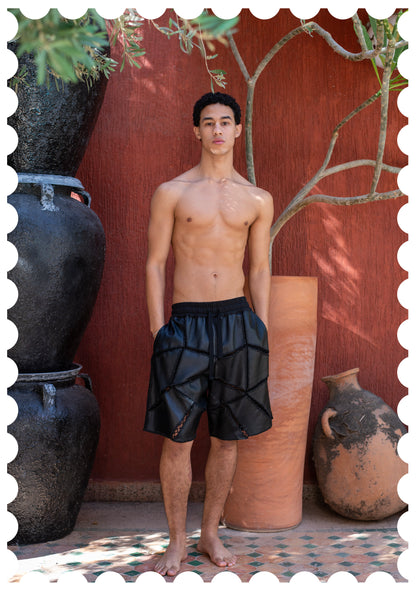 MORO PATCHWORK LEATHER SHORT