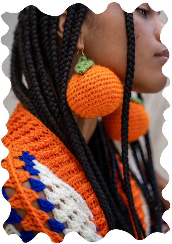 ORANGE CROCHET EARRINGS