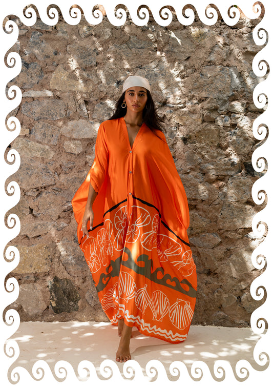 SILK ABAYA ORANGE