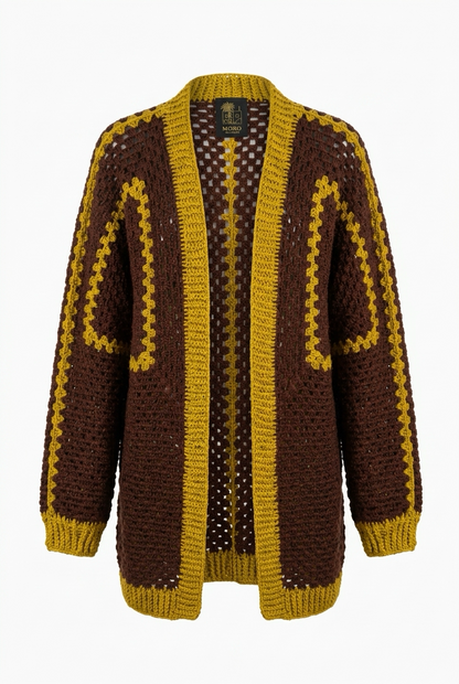 CROCHET CARDIGAN | acid brown