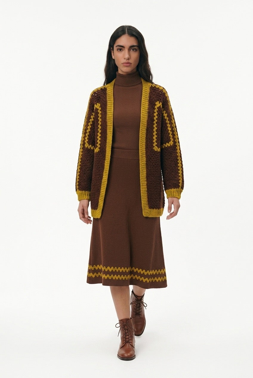 CROCHET CARDIGAN | acid brown