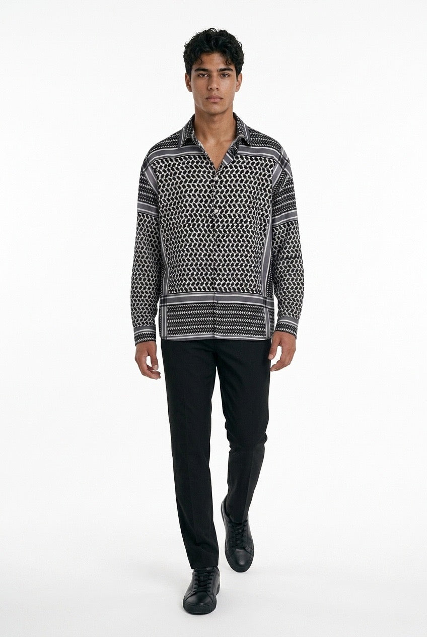 MORO SILK SHIRT | black keffieh