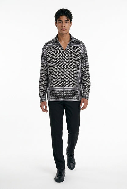 MORO SILK SHIRT | black keffieh