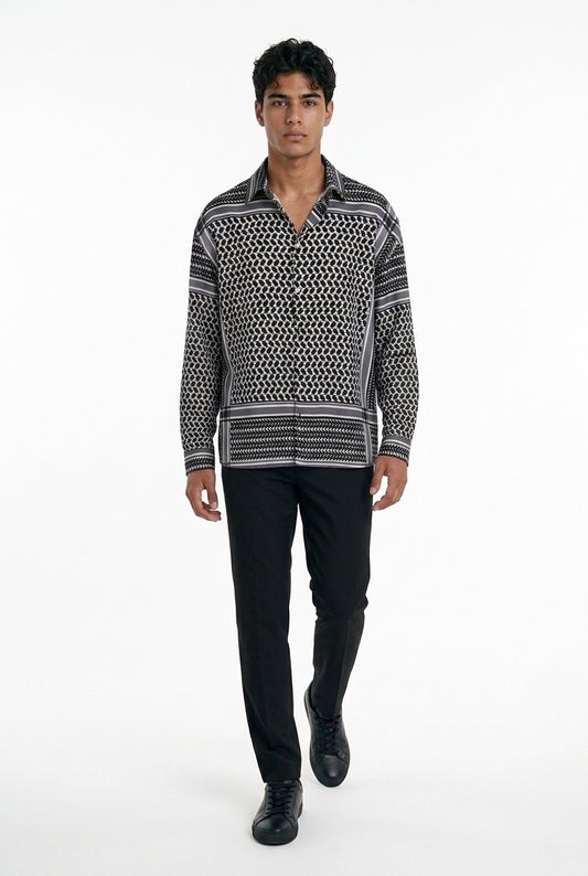 MORO SILK SHIRT | black keffieh