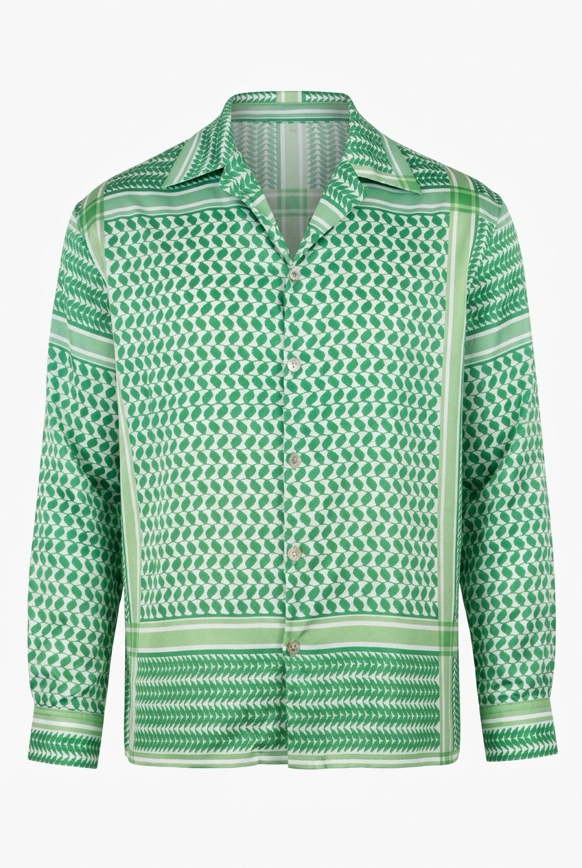 SILK PRINTED SHIRT KEFFIYEH