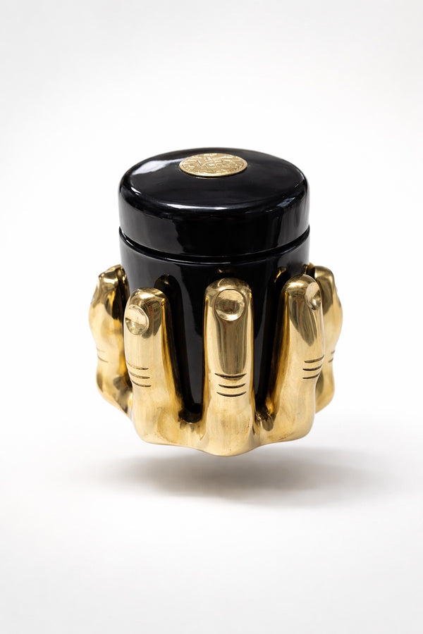 Hand Bronze candle holder